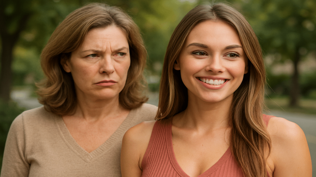 A more mature woman jealous of a younger woman.