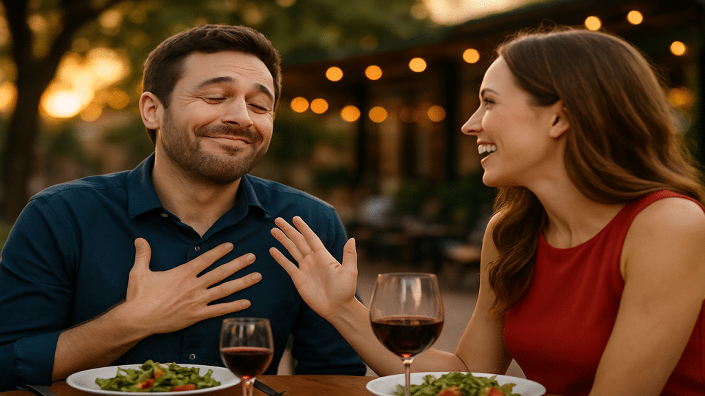 A man deflecting a compliment.
