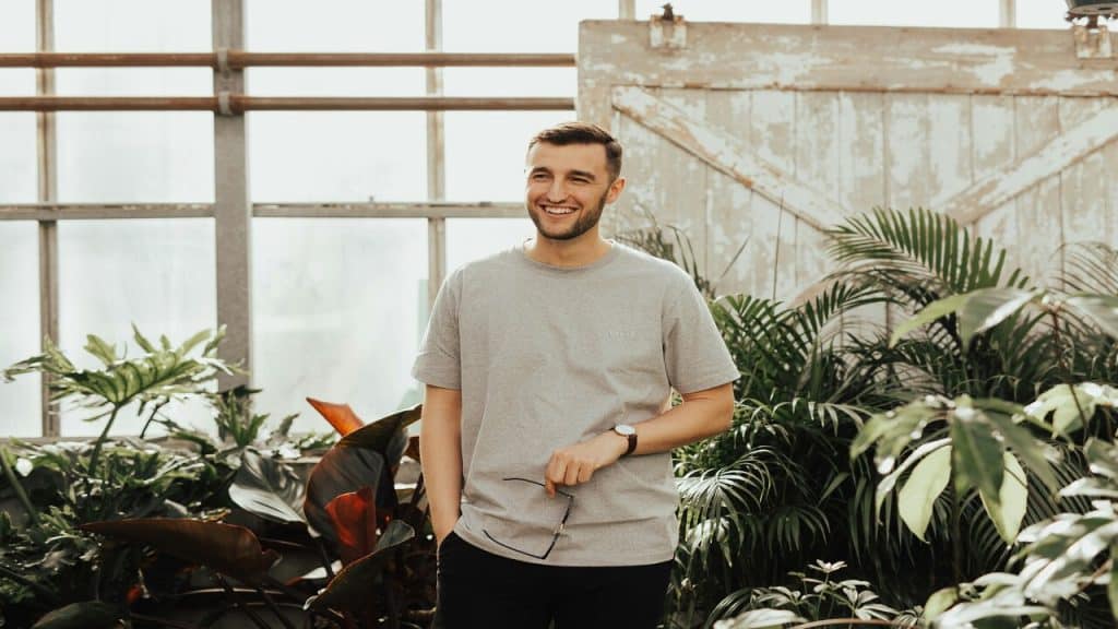 A man laughing