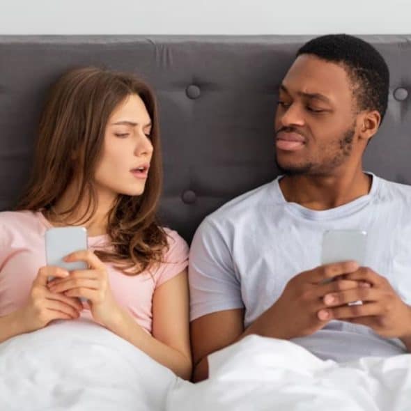 Couple with shared digital access but lacking emotional connection
