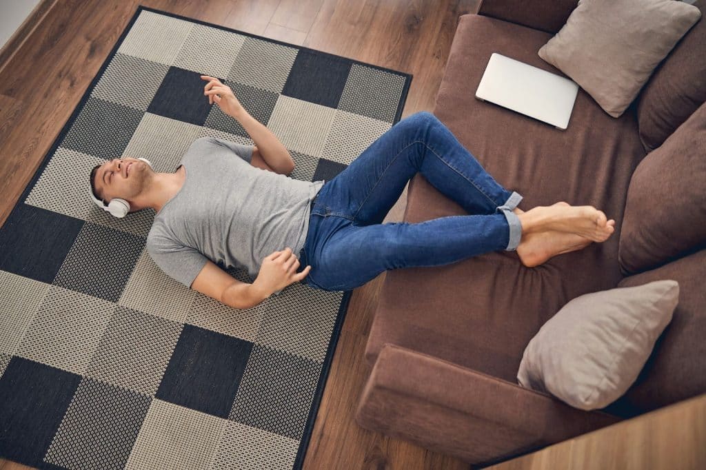 A man alone at the living room