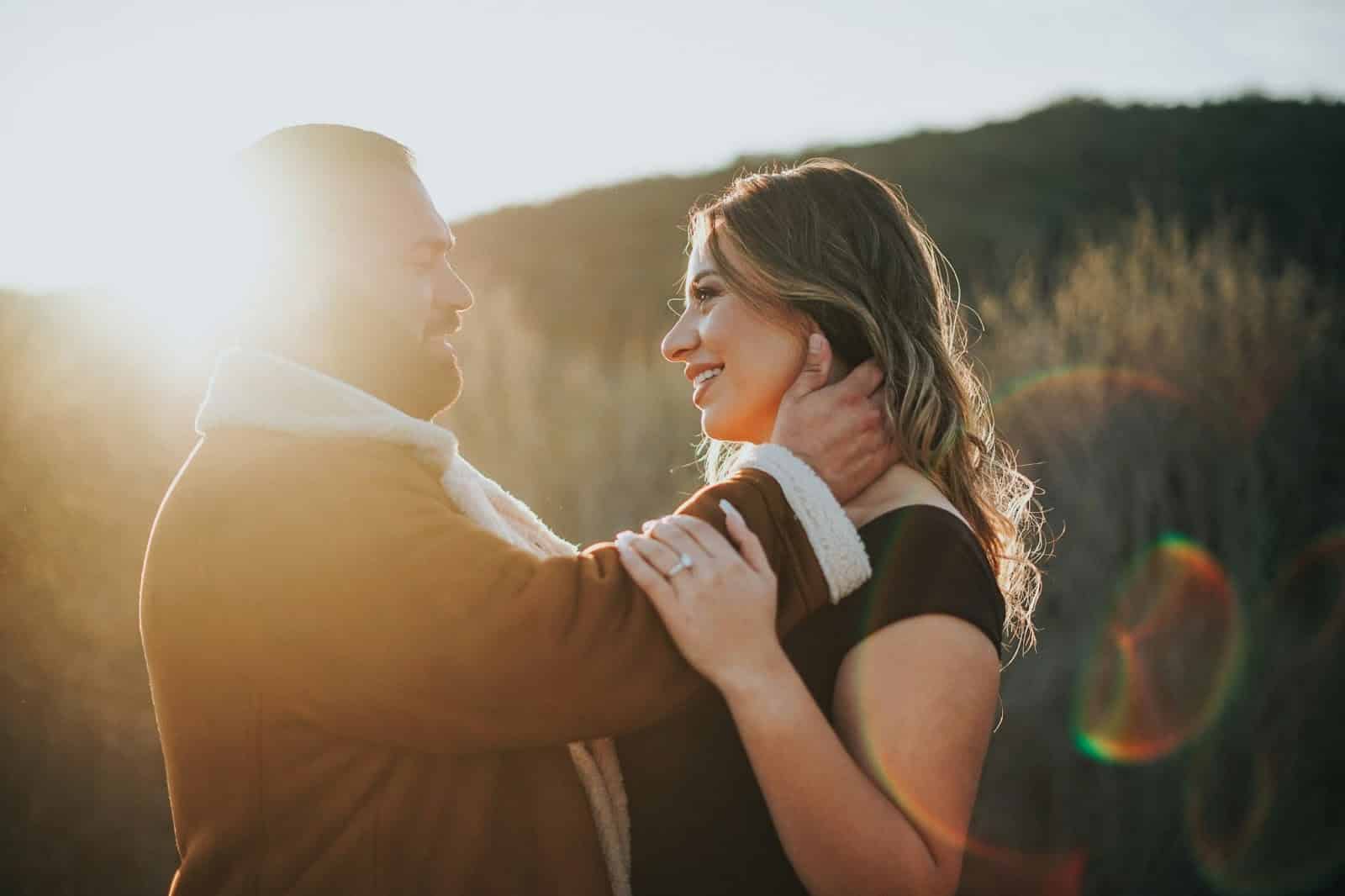 A man giving an assurance to a woman.