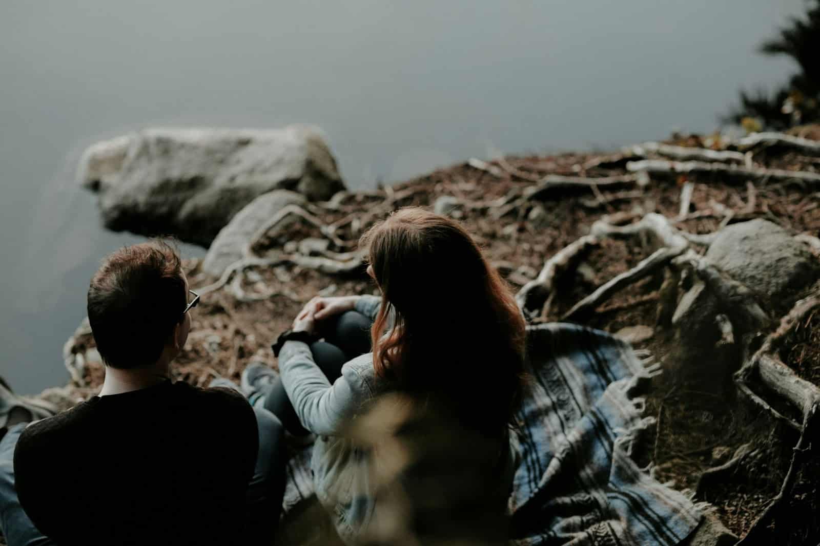 A man and woman talking.