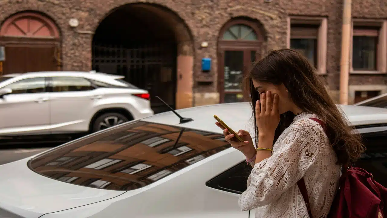A woman reading a text.