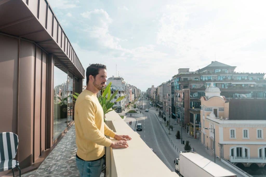 A man at the balcony