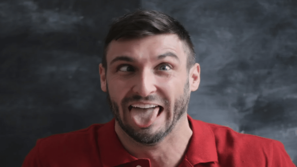 A man making a silly face.