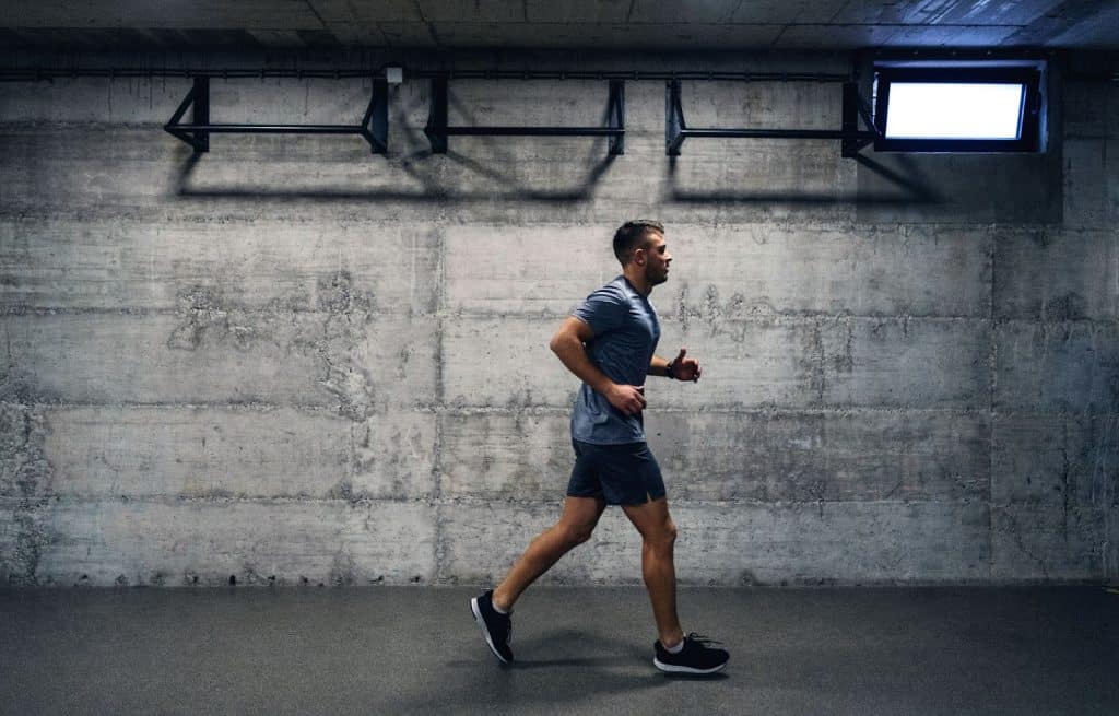 A man running indoors