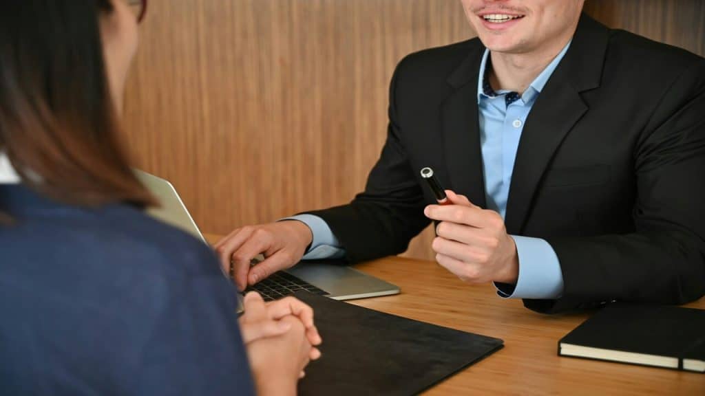 Two colleagues talking
