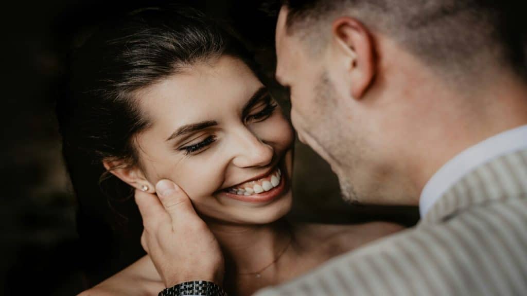 A woman teasing her man