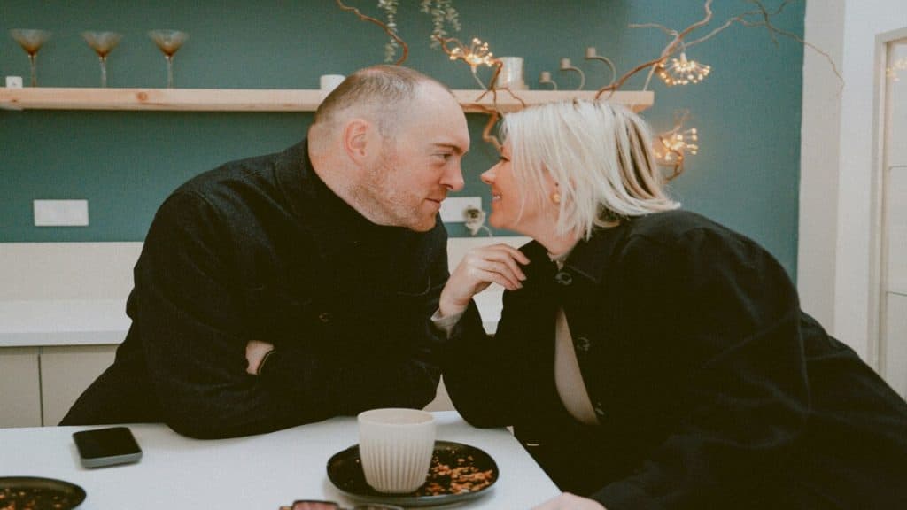 A couple during a romantic moment together