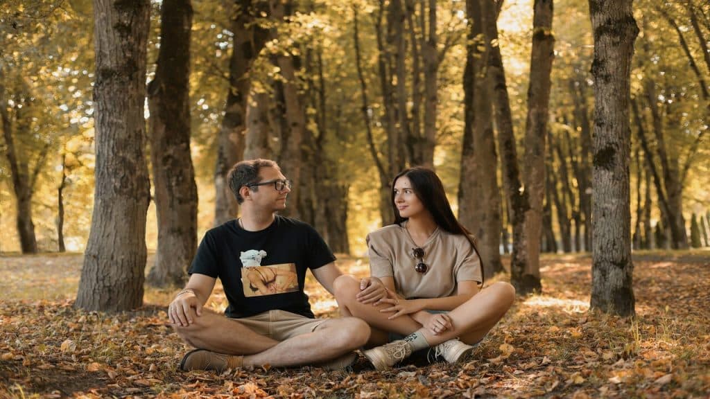 A couple on a park date
