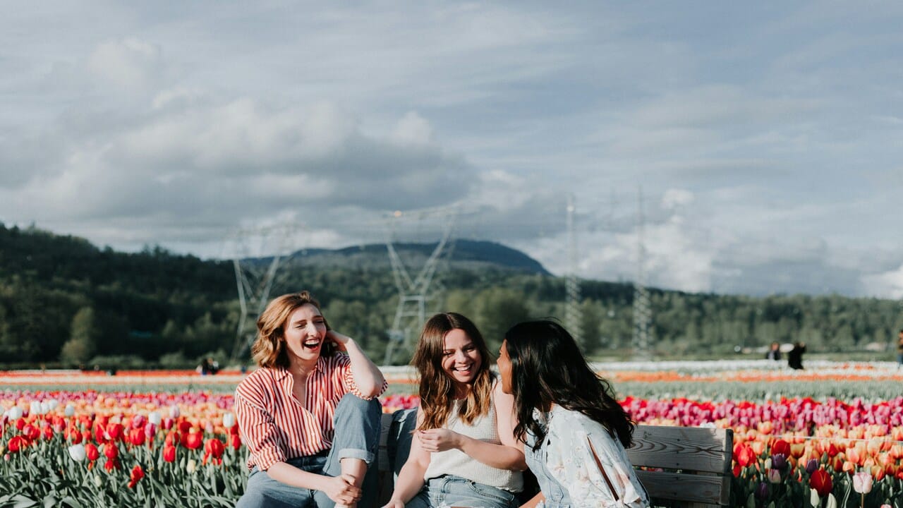 A woman hanging out with friends.