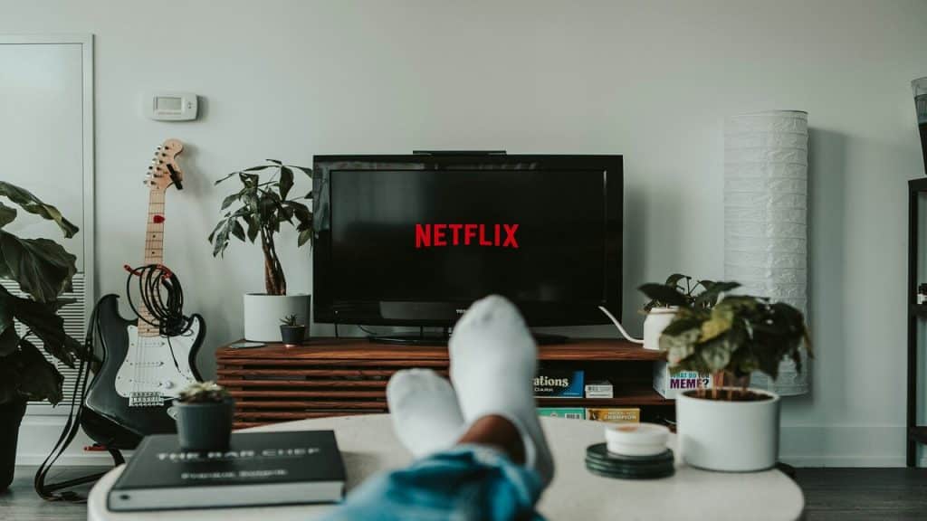 A man watching TV