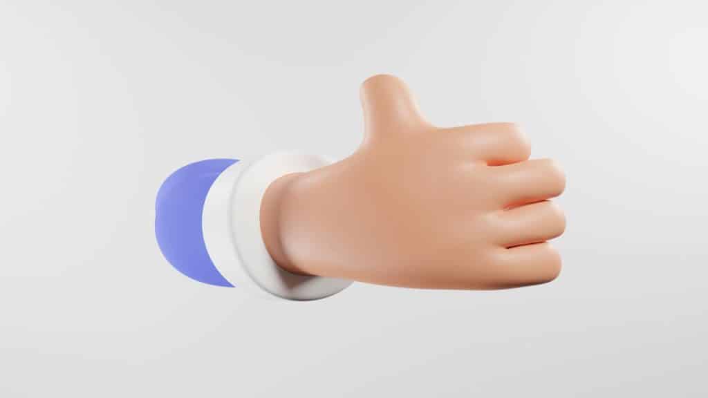 An animated thumbs up sign.