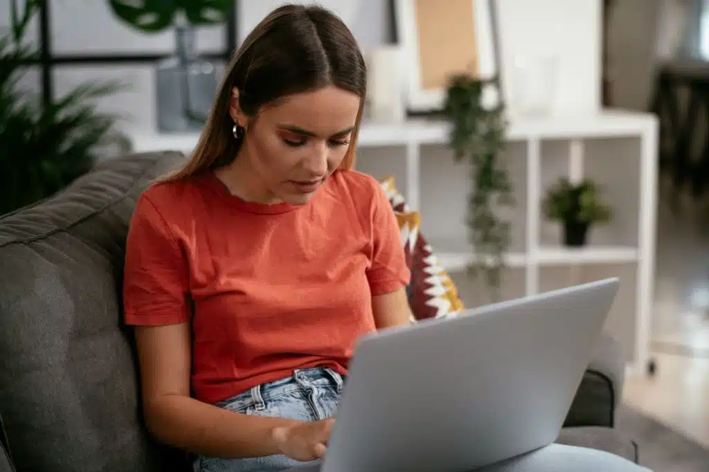 A woman working