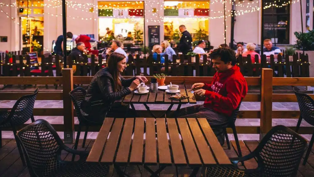 A couple talking during a date