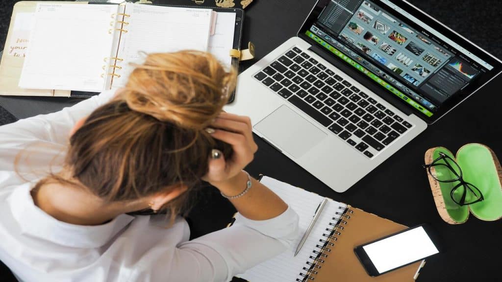 A woman busy at work