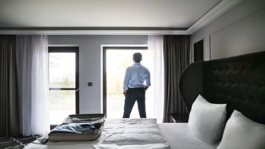 A man looking out the window.