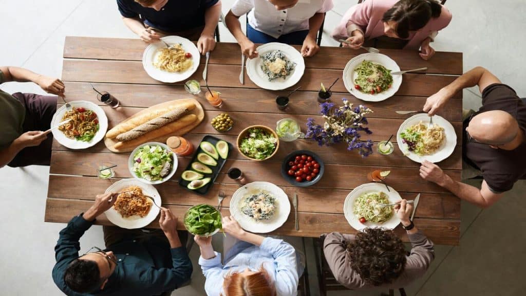 Friends having lunch together.