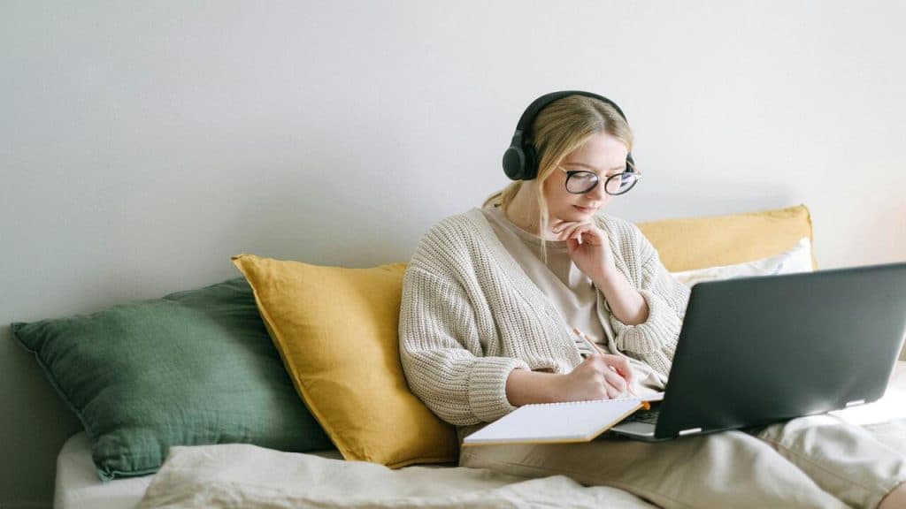 A busy woman working.
