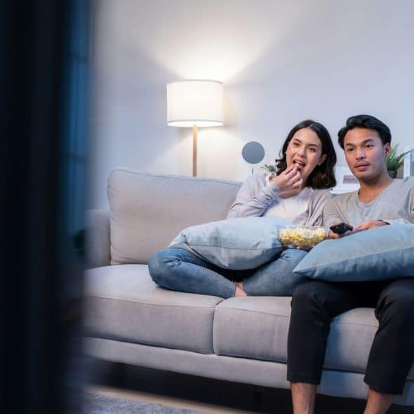 A couple watching a movie