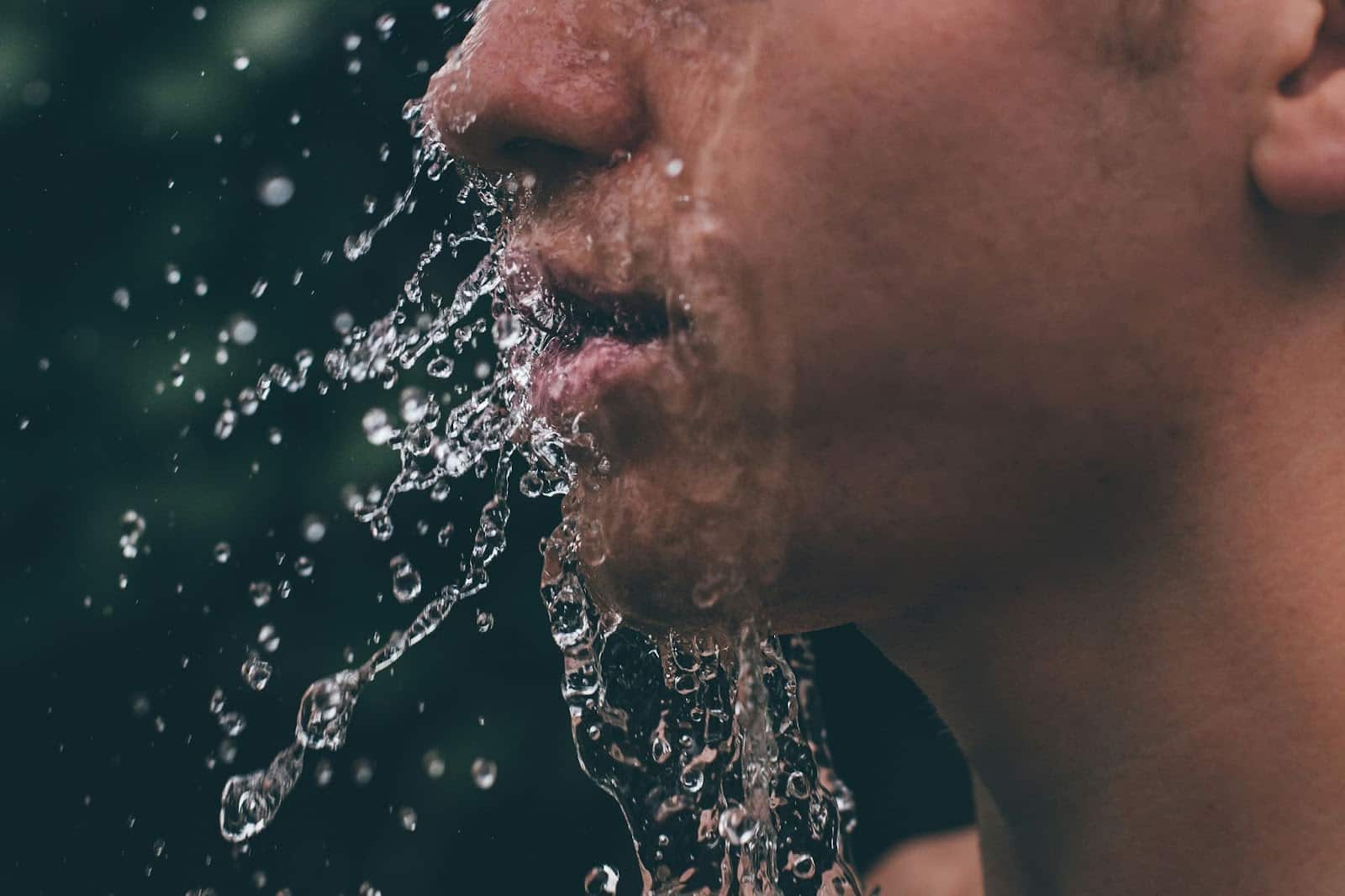 A man’s mouth and water.