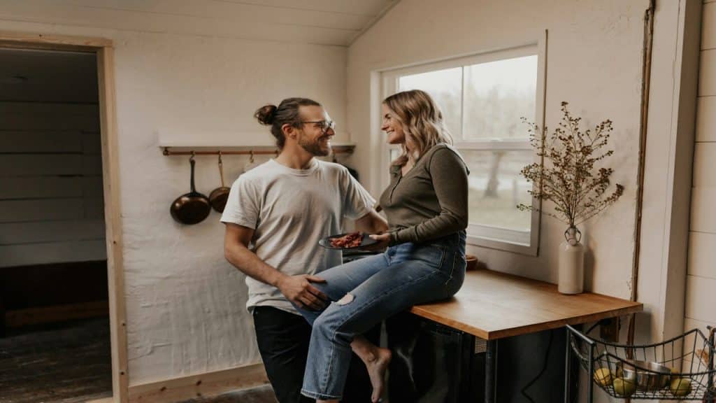 A couple spending time at home.