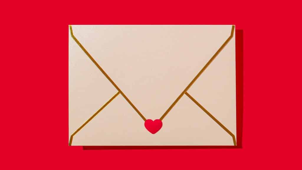 A 3D rendering of a love letter.