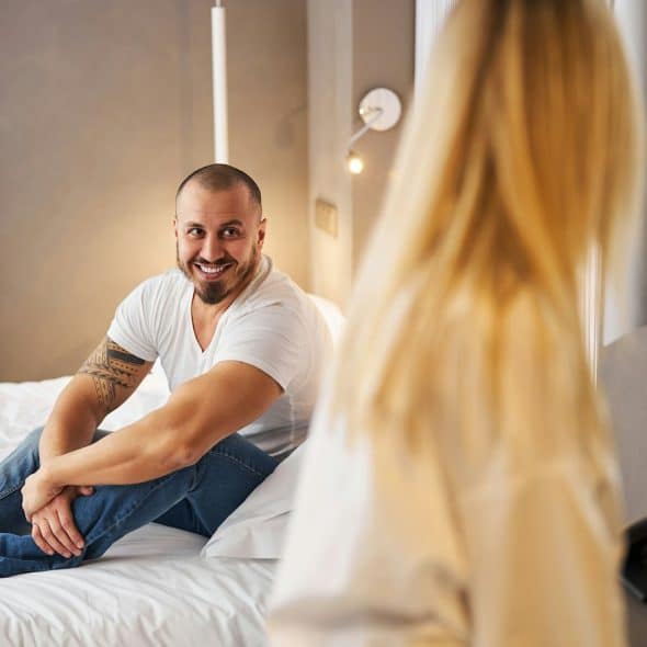 A man adoring his wife