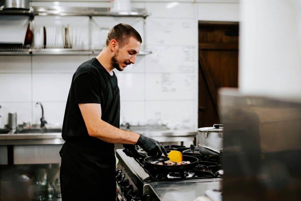 A man cooking