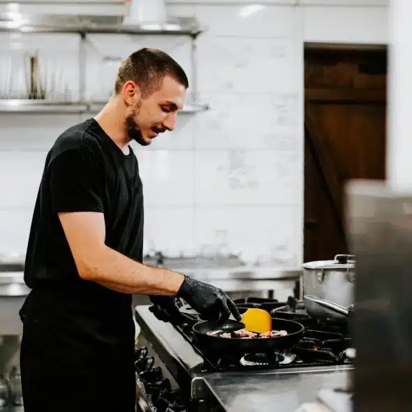 A man cooking