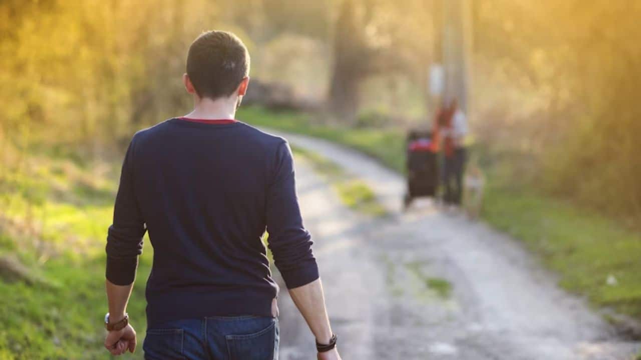 Man moving forward in life after outgrowing emotional connection.