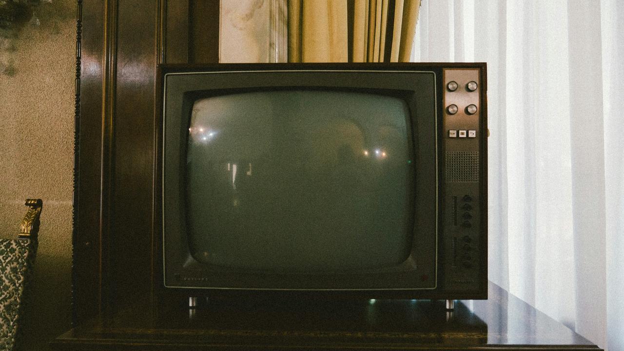A vintage television set.