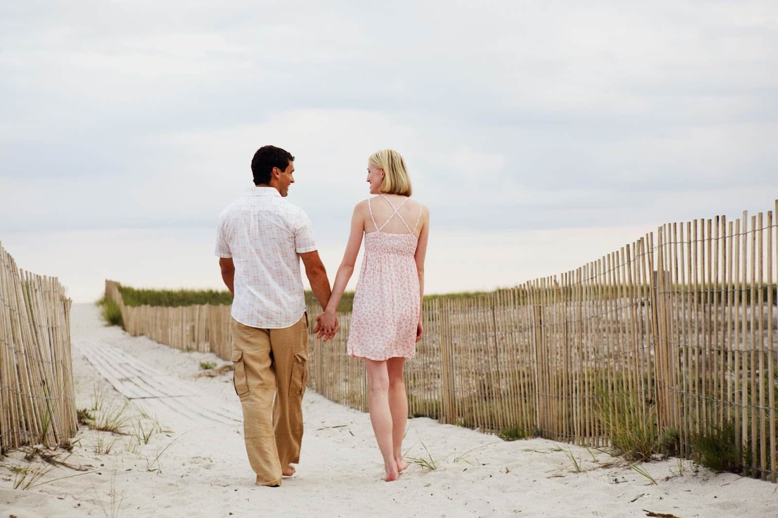 A man and woman walking.