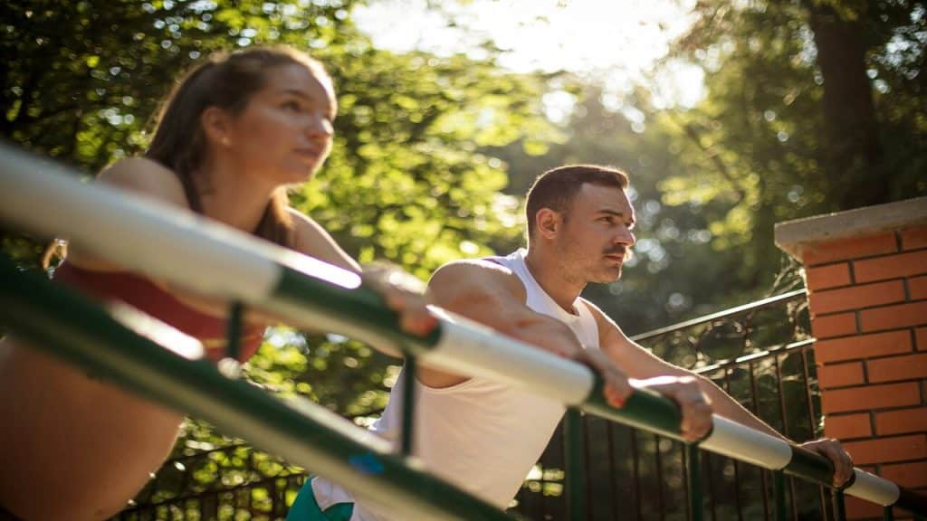 A couple exercising together