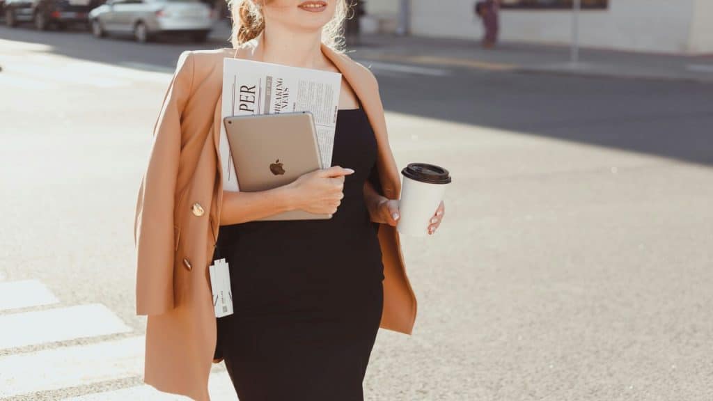 A woman on her way to work
