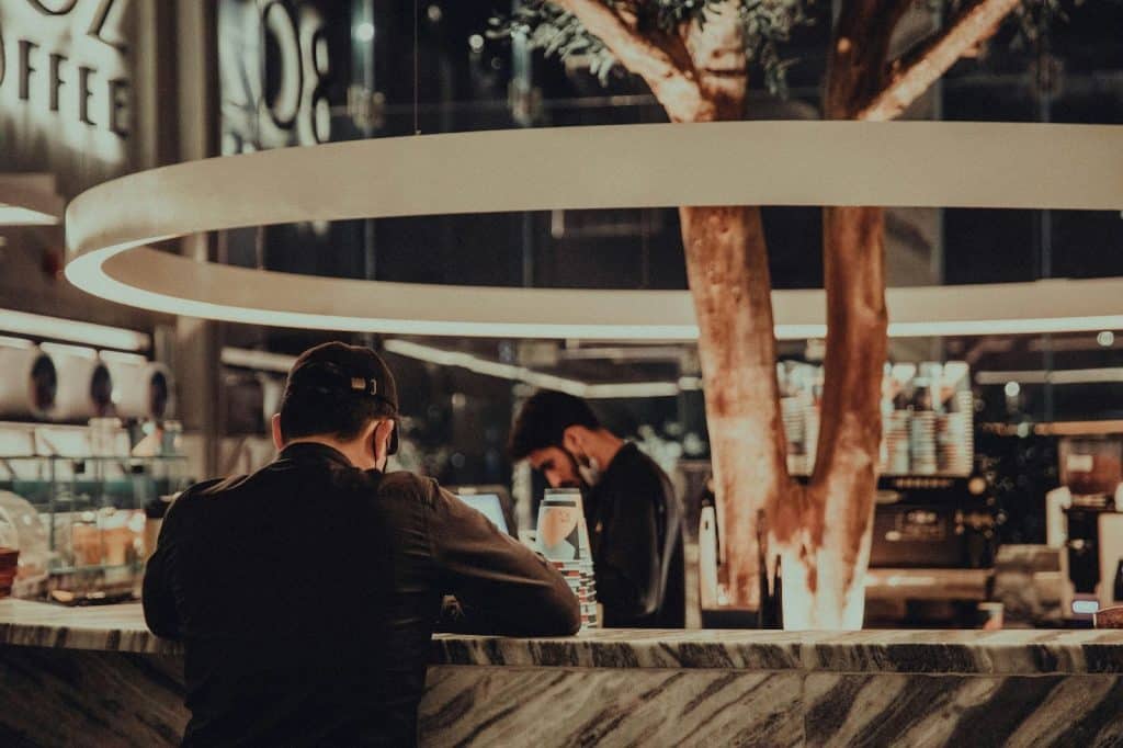A man ordering a coffee.