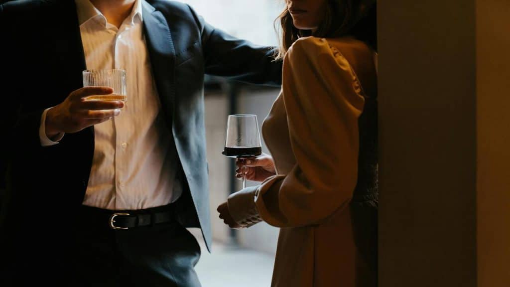 A couple meeting at a party