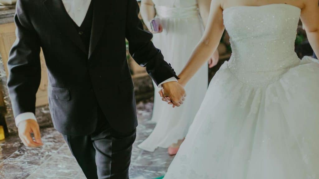 A couple on their wedding day