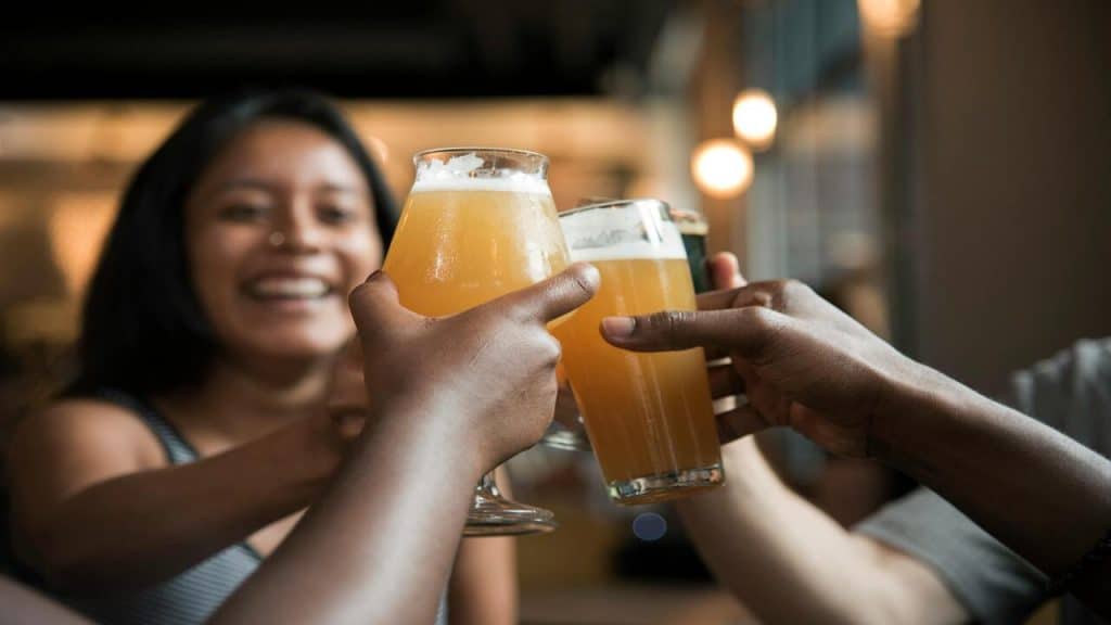Friends having beer together.