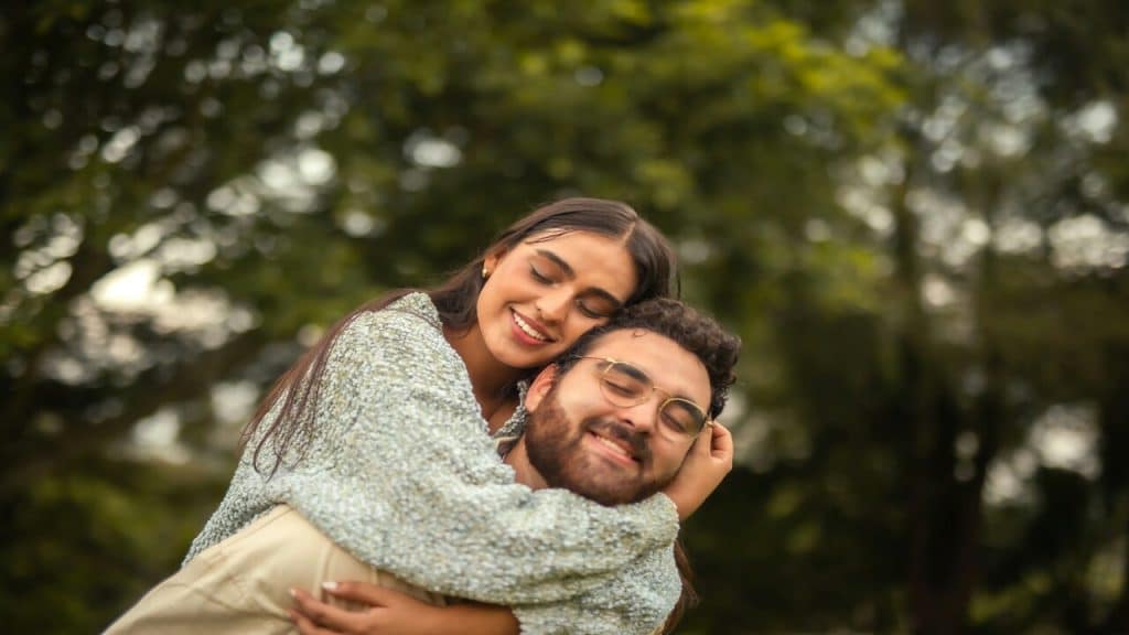 A couple doing a photo shoot.