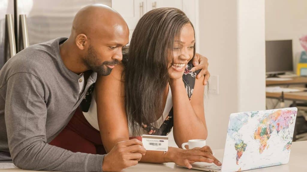 A couple shopping online.
