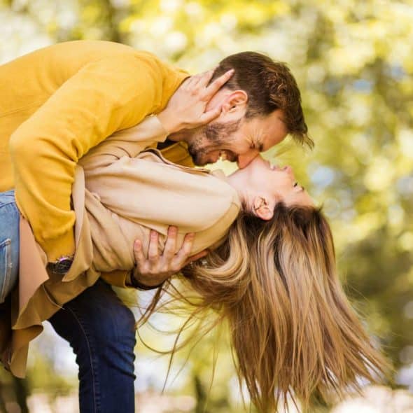 A man and woman happy together.