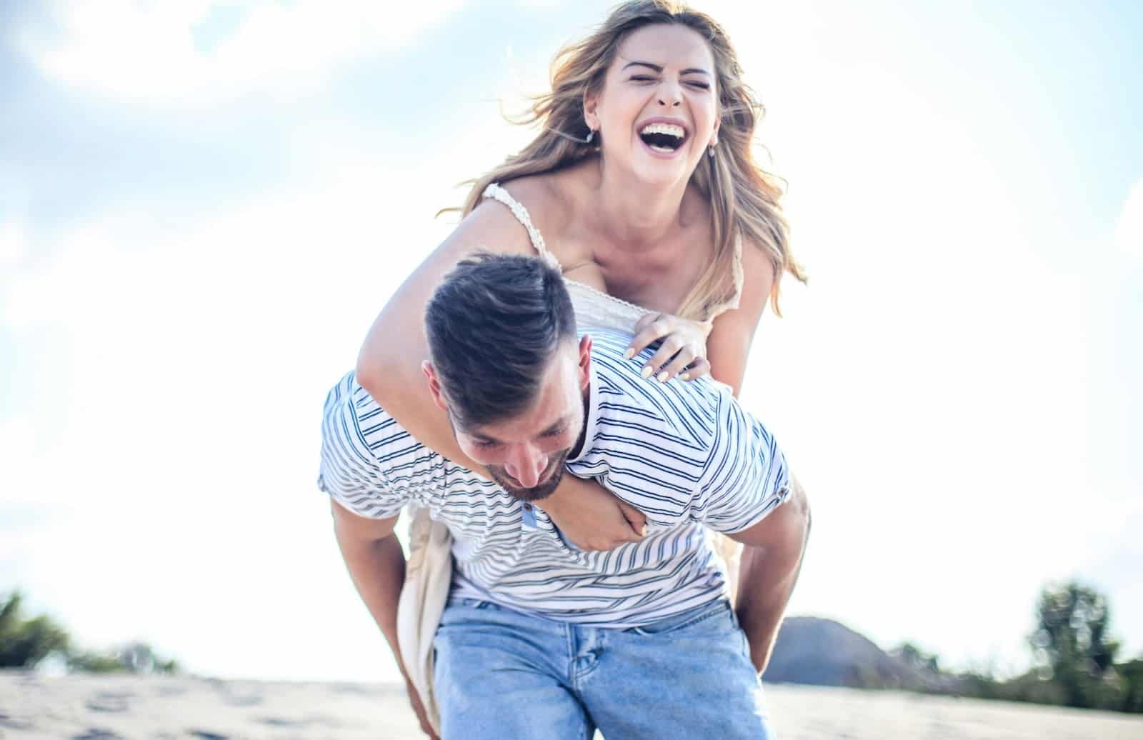 A man and woman having fun.