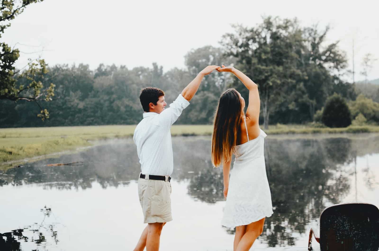 A man and woman dancing.