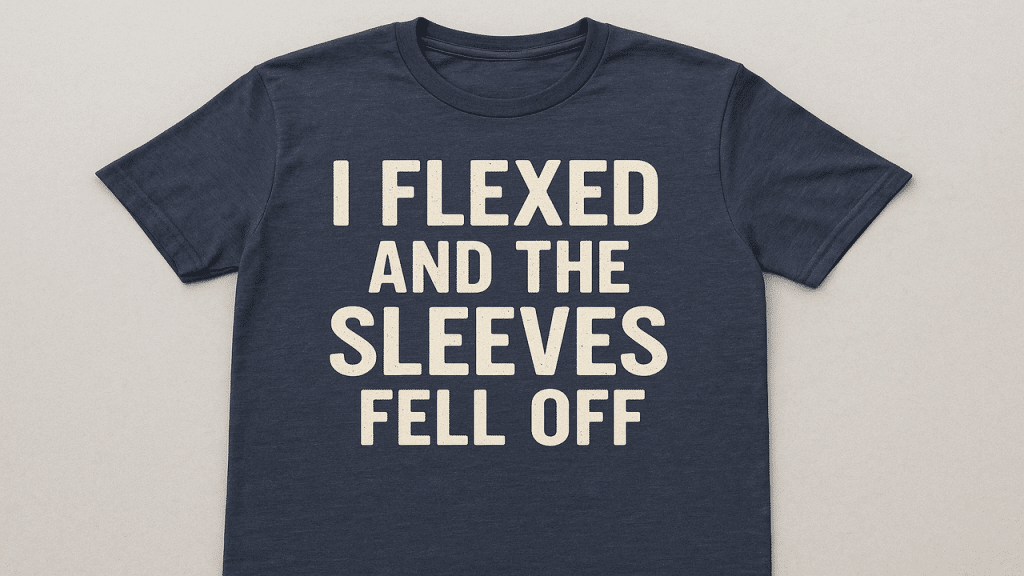 A graphic tee with a slogan