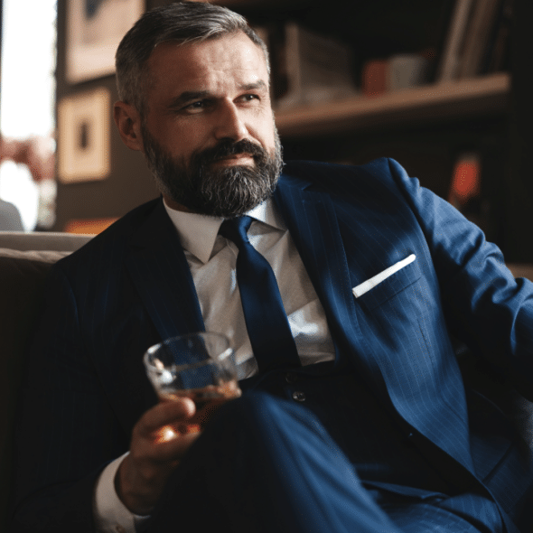 A handsome mature man in a suit