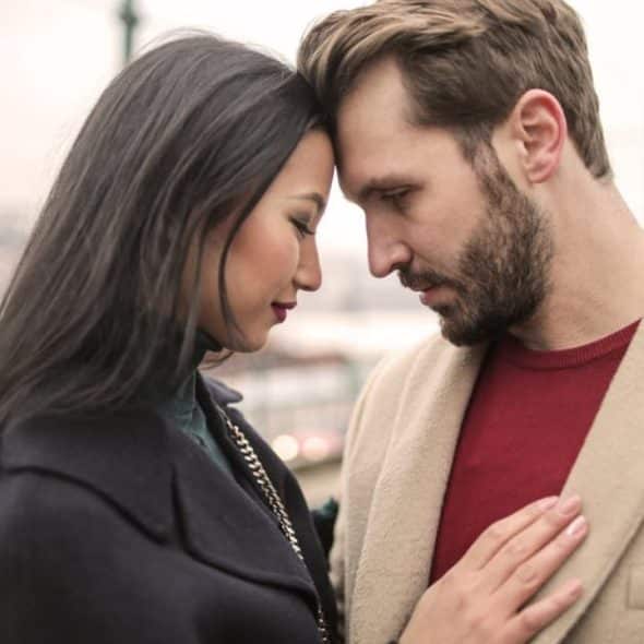 Couple reconnecting from hurt showing sincere acknowledgement.