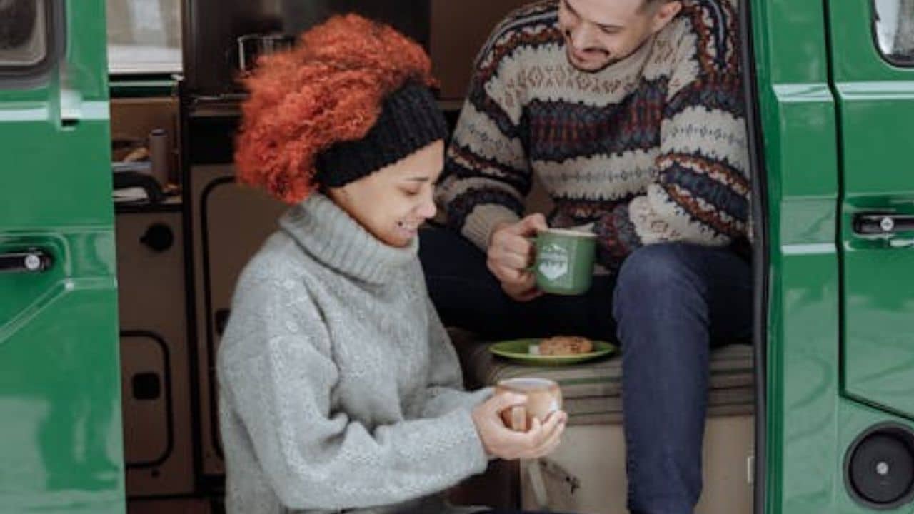 Man giving woman her favorite drink.