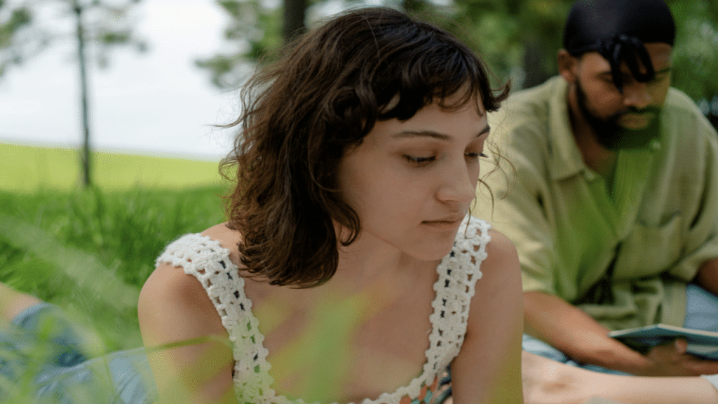A couple ignoring each other